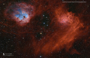 TS-Photoline 60/360 ; Sky-Watcher EQ6-R Pro; ZWO Guidescope Mini 30mm: ZWO Asi120MC; Kamera: Omegon veTEC571C; Filter: Optolong L-eXtreme 2″; mini PC mit Stellarium / N.I.N.A / SharpCap und PHD2